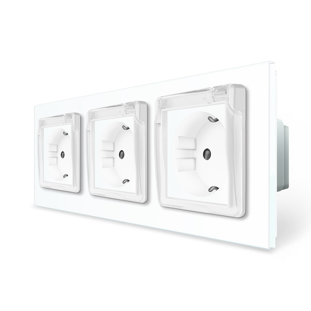 LIVOLO Потрійна електрична розетка вологозахисна з кришкою IP44 з заземленням, LIVOLO, біла, ск Коломыя - изображение 3