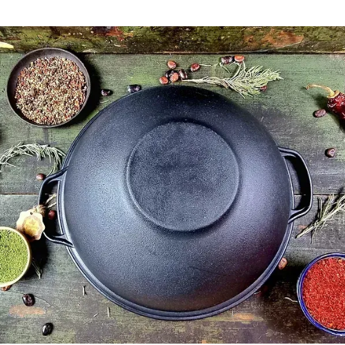 Казан "узбецький" WOK чавунний 12л з кришкою-сковородою гриль V12CPГрWok Майстерня Житомир