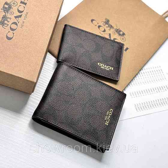 Мужское брендовое портмоне с картхолдером Coach (1381) brown Киев