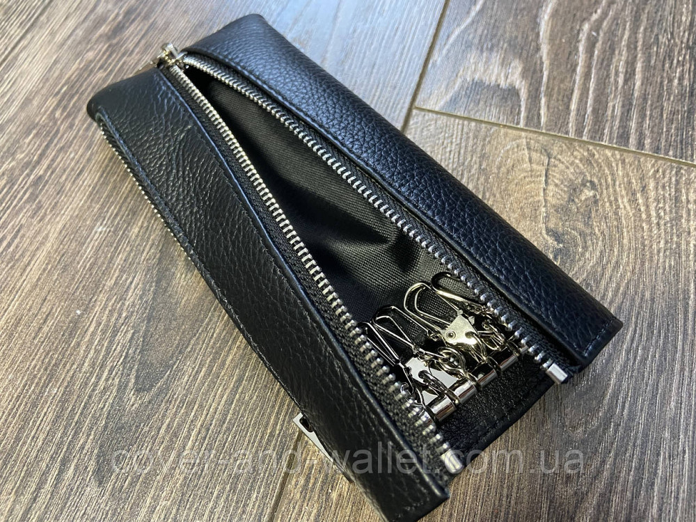Длинная кожаная ключница на молнии с карабинами под каждый ключ Helen Verde 017-1 Киев - изображение 4