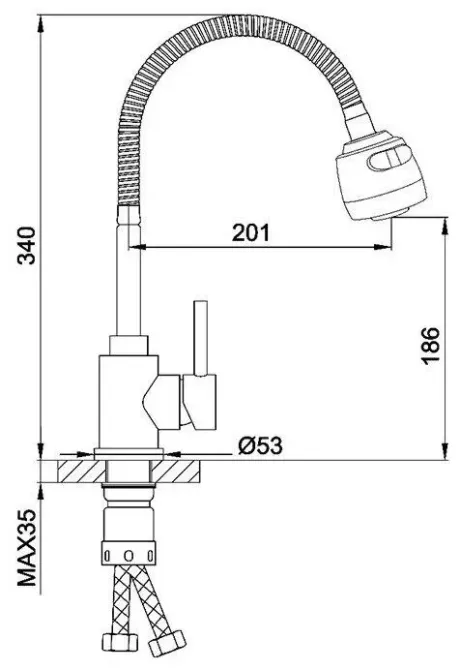 Смеситель для кухни Frap F40993-6 с гибким изливом, 2 режима, черный Киев - изображение 7