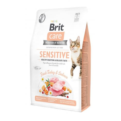 Корм сухой Brit Care Cat Grain Sensitive HDigestion Delicate Taste для кошек с чувствительным пищеварением индейка и лосось 2 Киев - изображение 1