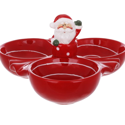 Менажниця 23*23*11см з об'ємною фігурою Санта кераміка червоний 834-370 БОНА ДИ Житомир - фото 1