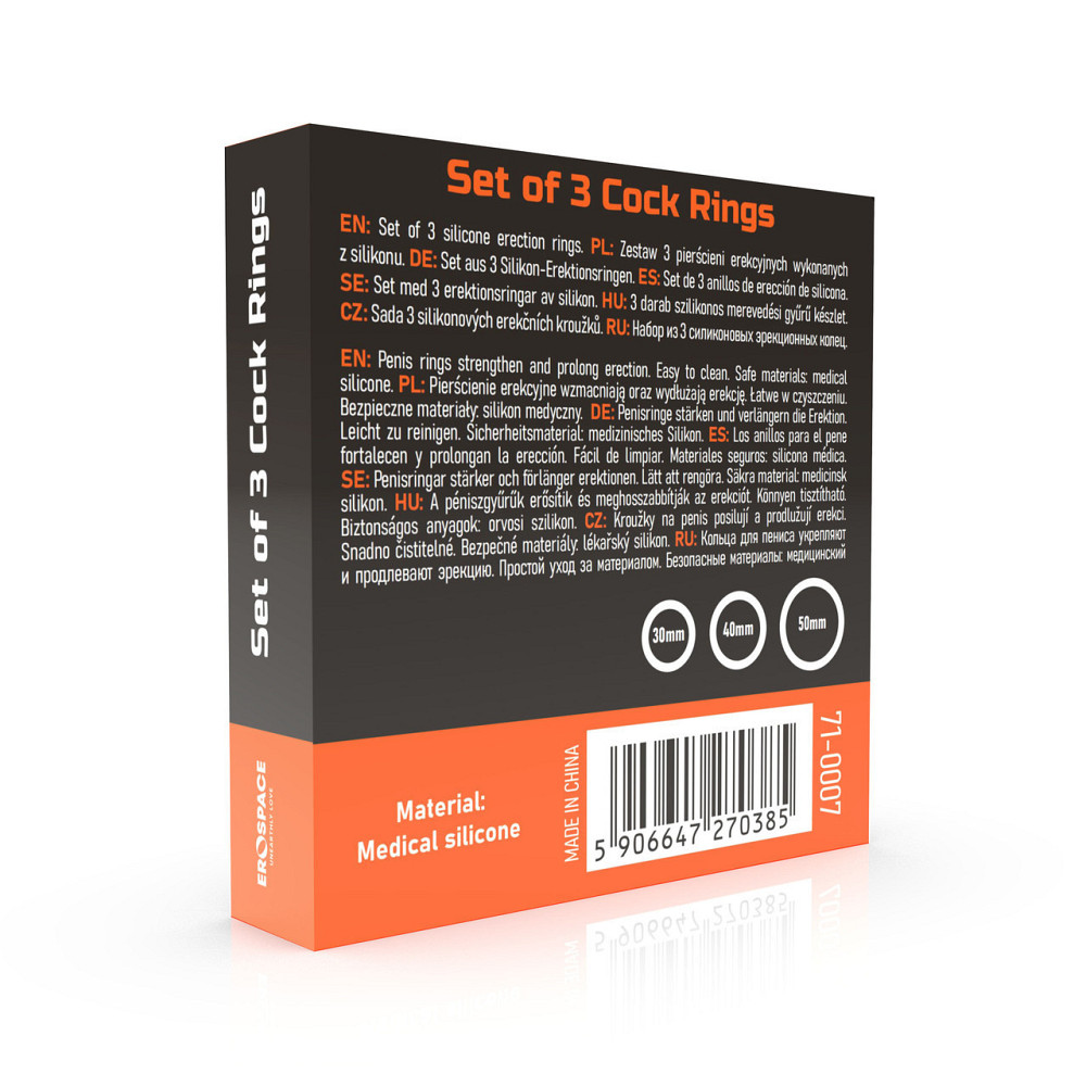 Ерекційні кільця - Erospace Men’s Play Set Of 3 Cock Rings B7 Sex Aura Київ - фото 6