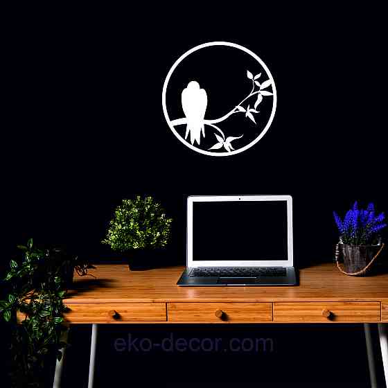 Декоративное настенное Панно «Ворон», Декор на стену 70*70 см, Белый Киев