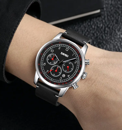 Часы наручные классические Skmei 9318 (Черный с черным циферблатом) Киев