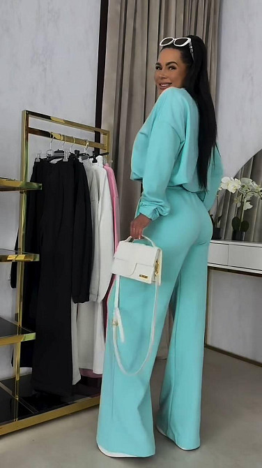 Жіночий прогулянковий костюм-двійка: кофта та штани петля М'ятний, 42/46 Одеса - фото 3