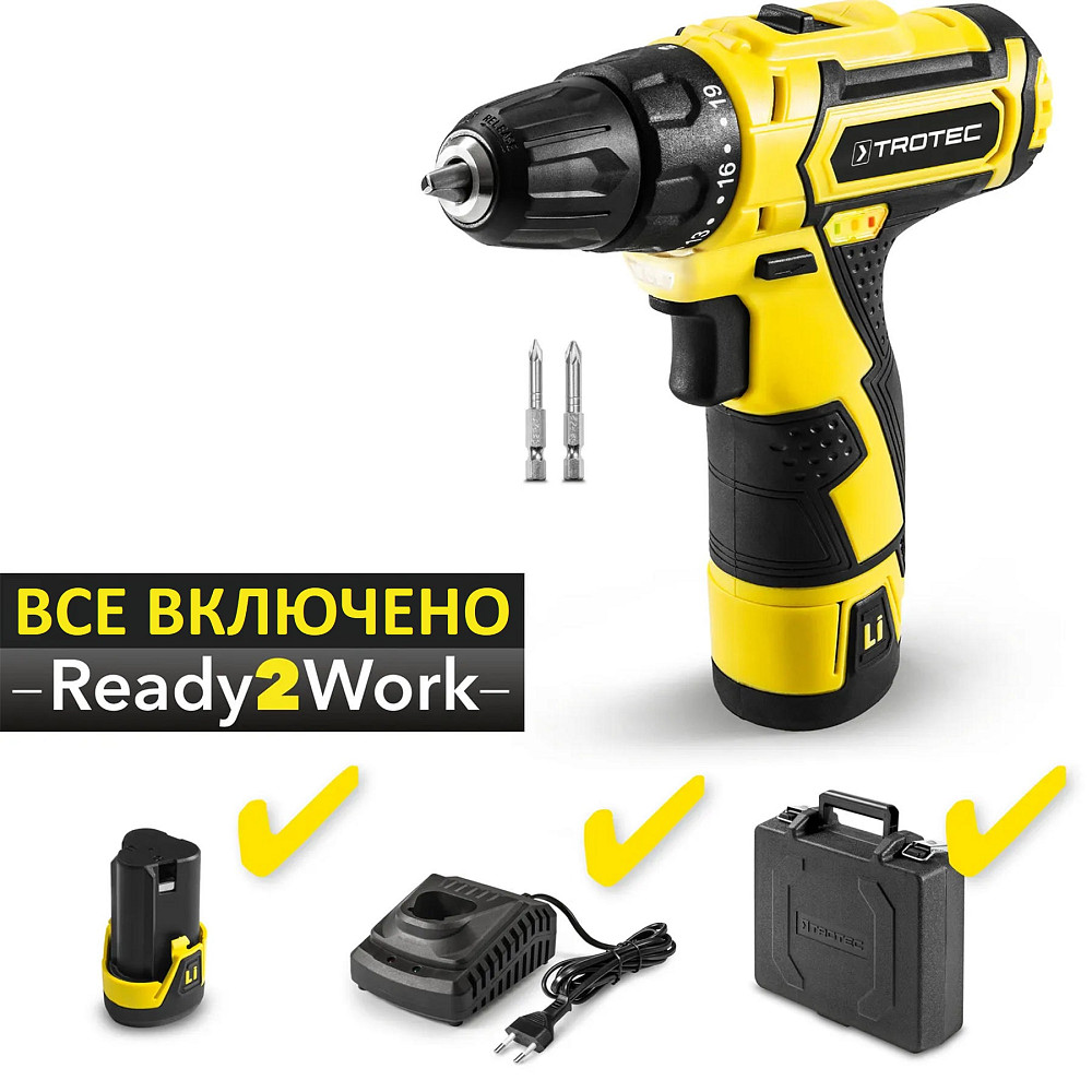 Дрель-шуруповерт аккумуляторная Trotec PSCS 11-12V + кейс (4410000102) Винница - изображение 1