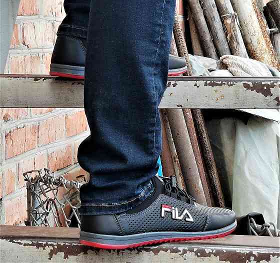 Чоловічі мокасини Кросівки FILA Чорні з Перфорацією Туфлі (розміри: 40,41,42,43,45) Відео Огляд — 17-2 Дніпро