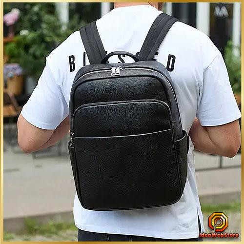Класичний чорний чоловічий рюкзак з натуральної шкіри діловий, офісний, для ноутбука Київ - фото 1
