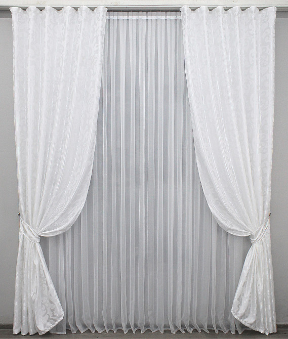 Комплект готових штор VR-Textil Жакард Вензель № 418ш Білий 100х270 см 2 шт (31-558) Київ - фото 2