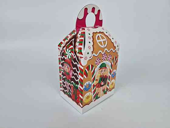 Святкове паковання для новорічних подарунків (700 грм) No209н "Пряниковий будиночок" (1 шт.) Харків