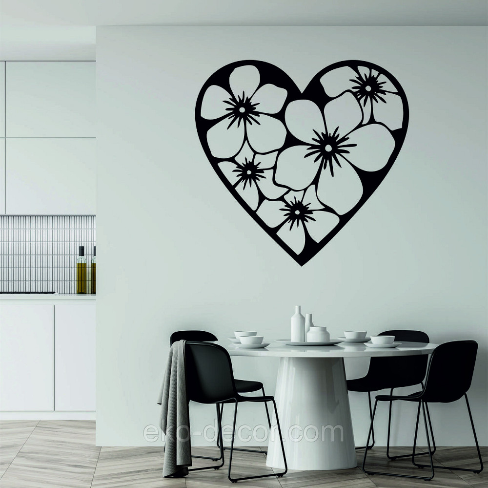 Декоративное настенное Панно «Сердце» Декор на стену 90*86 см, Черный Киев - изображение 3