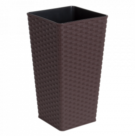 Вазон Ротанг 16*16*30см квадратний темно-коричневий Алеана Житомир - изображение 1