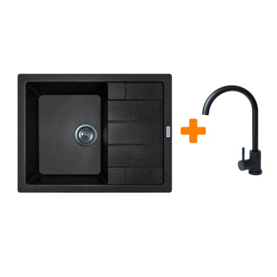 Мойка кухонная Adamant Anila чорний + змішувач (182496910303) Вінниця - фото 1