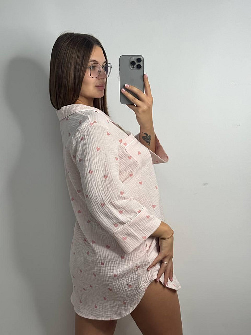 Жіноча муслінова нічна сорочка Рожевий M-L Харків - фото 4