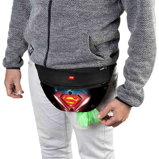 Поясна сумка-бананка WAUDOG Family для корму та аксесуарів, малюнок "Супермен 1", розмір 33*17*10 см Вінниця