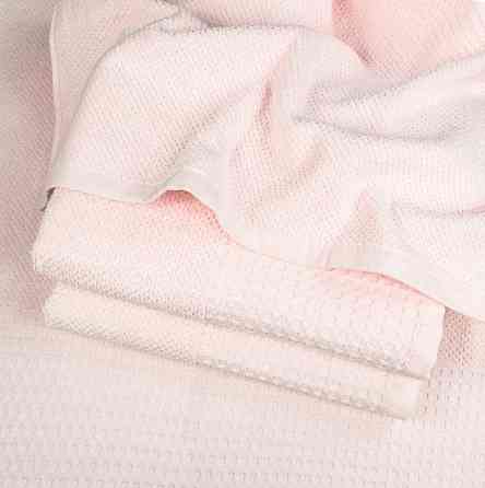 Банное полотенце Вафельний Бордюр GM Textile 70х140см 500г/м2 (Светло-Розовый) Сумы