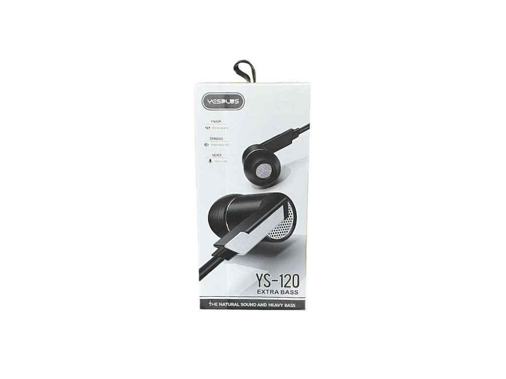 Наушники вакумные с микрофоном черные AUX YESPLUS-120 ТМ YESPLUS Киев - изображение 1