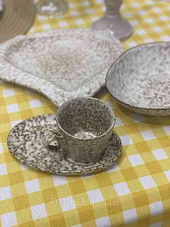 Набір кавовий 6 чашок/6 стравець Olens "Нормандія" 150 мл кераміка для дому та ресторану Київ