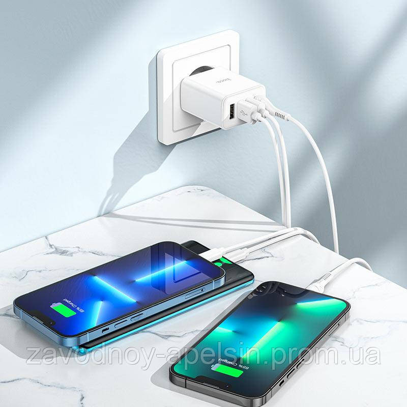 Сетевой адаптер Блок Быстрая зарядка 4USB (hoco) Одесса - изображение 2