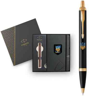 Ручка кулькова Parker IM 17 UKRAINE Black GT BP Палаючий Тризуб + блокнот Parker + подар.упаковка GIFT24 (22032b24_T1170u) Вінниця