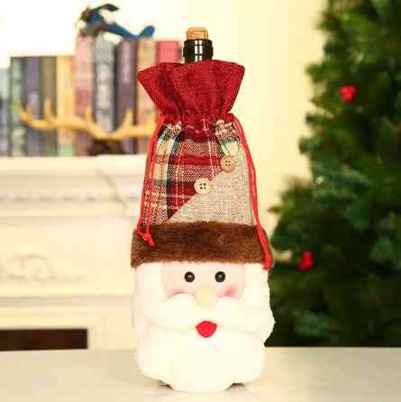 Новорічний чохол на пляшку Дід Мороз розмір мішка 30*13см, текстиль Київ