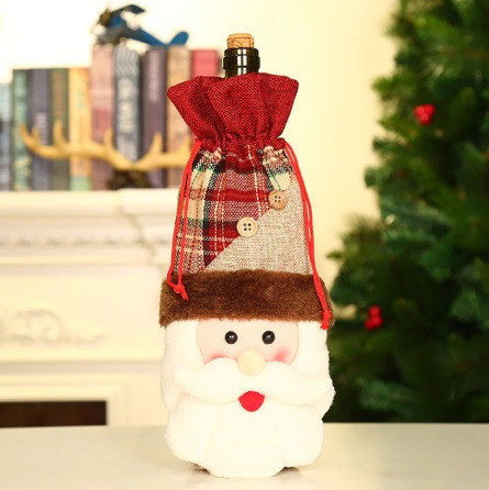 Новорічний чохол на пляшку Дід Мороз розмір мішка 30*13см, текстиль Київ - фото 2