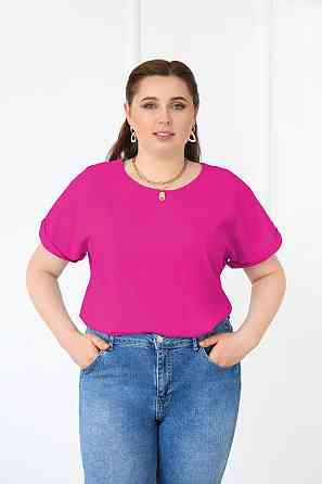Літня блузка футболка вільного крою "Moment" оптом | Розпродаж кольору Малиновий, 50-52 Київ