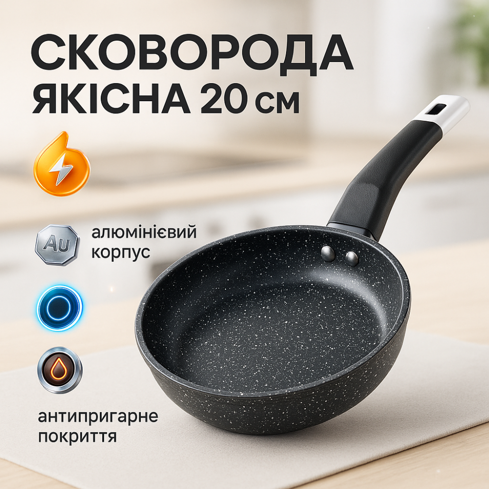 Глибока сковорода для індукційної плити, Сковорода антипригарна індукційна кухонна для кухні CB-51 Львів - фото 9