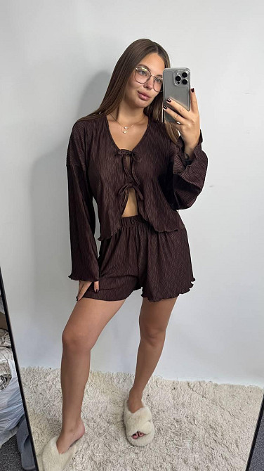 Женский комплект из стрейч-плисе: кофточка и шорты Брауни M-L Харьков - изображение 2