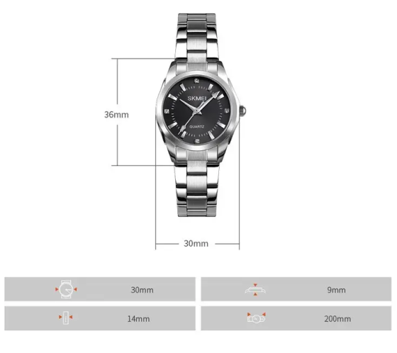 Жіночий наручний годинник Skmei 1620 Сріблястий з чорним Київ