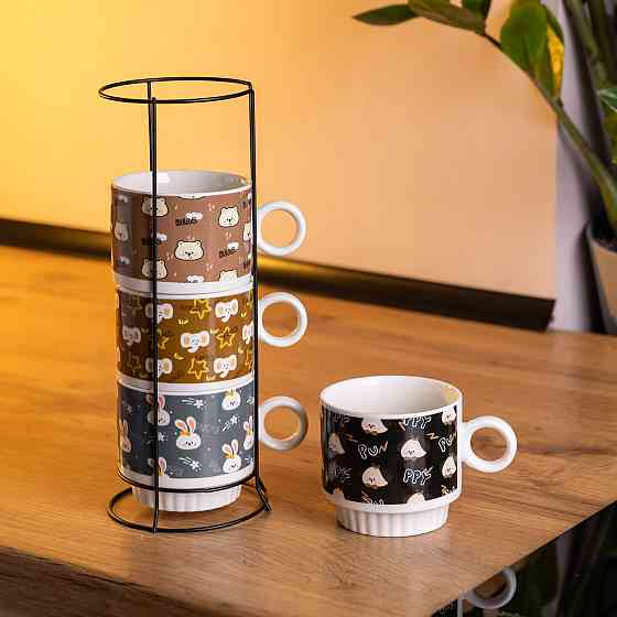 Набор фарфоровых чашек для детей на металлической подставке Toys 4 (шт) по 300 (мл) подарочный набор чашек FM-15 SBR Киев