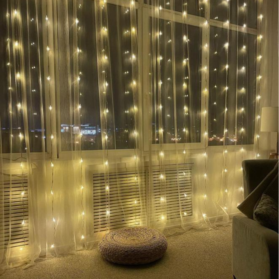 Гірлянда Штора Водоспад,від USB,3x3м,з пультом,Жовте світло SBR Київ
