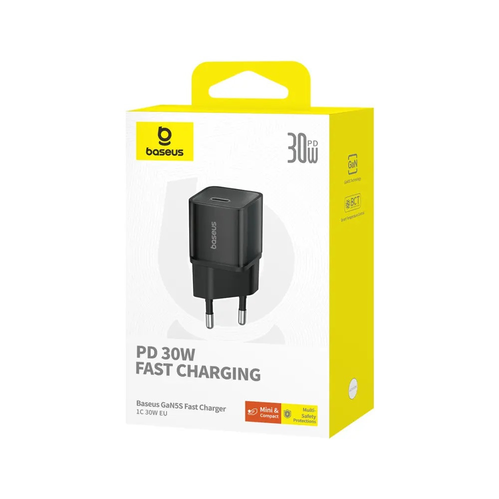 Мережевий зарядний пристрій Baseus  GaN5S Fast Charger 1C 30W EU Cluster Black Київ - фото 18