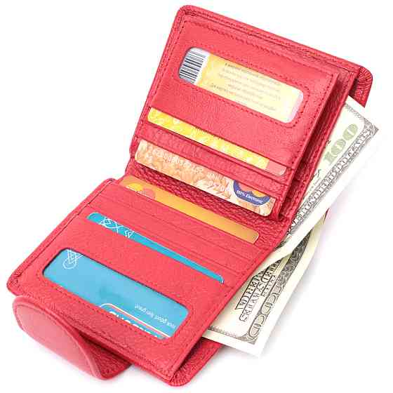 Вертикальный кошелек для ярких женщин из натуральной кожи ST Leather 22702 Красный Киев