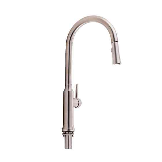 Змішувач для кухні Qtap Baruska з висувним виливом QTBAR9137103UN Brushed Nickel PVD Київ