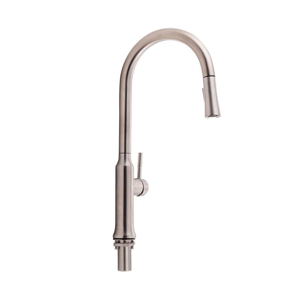 Змішувач для кухні Qtap Baruska з висувним виливом QTBAR9137103UN Brushed Nickel PVD Київ - фото 1