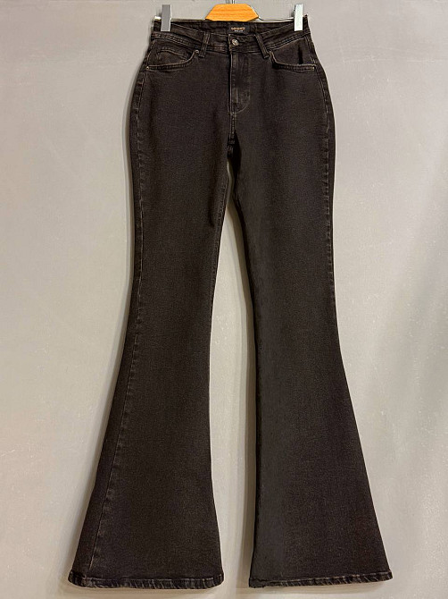 Джинсы женские Sherocco 7032 клеш от колена высокая посадка стрейчевые коричневые, чёрний з коричневим, 30, 30, 77 см, 104 см Киев - изображение 3