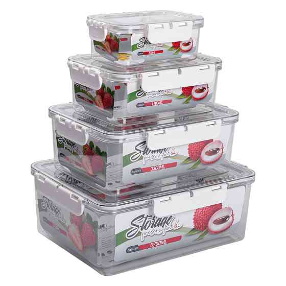 Набір контейнерів для їжі 0.7/1.7/3.3/5.7 л 4 шт з кришками на засувках HP-27-5 Коломия