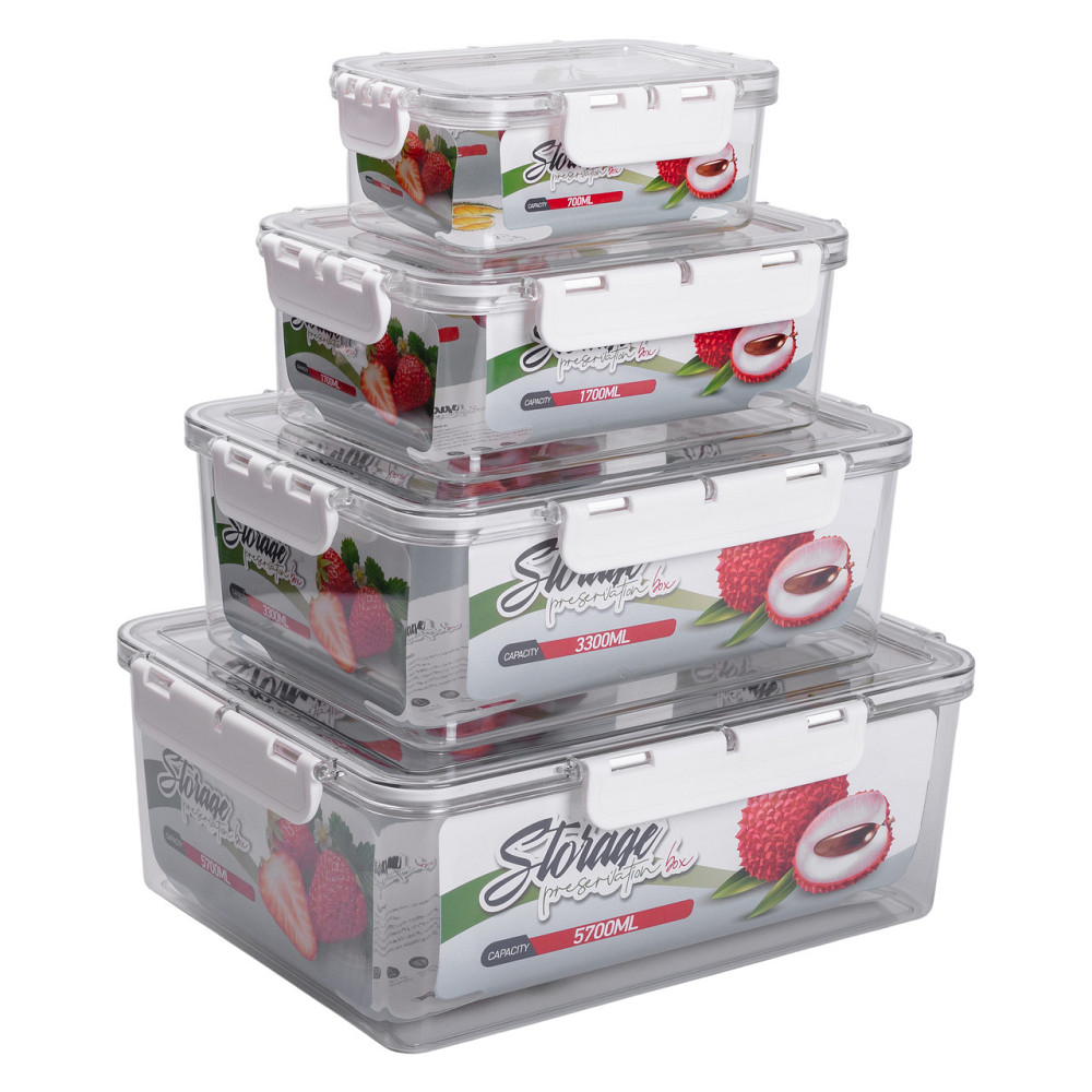 Набір контейнерів для їжі 0.7/1.7/3.3/5.7 л 4 шт з кришками на засувках HP-27-5 Коломия - фото 1