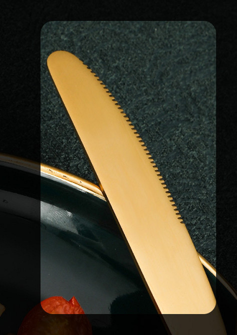 Набор золотых столовых приборов 24 шт х 6 персон Нержавеющая сталь на Подставке Золотые Кременчуг - изображение 6