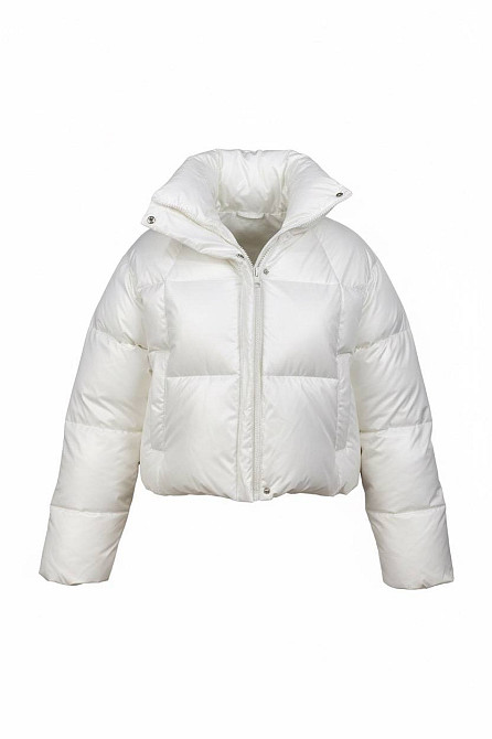 Куртка женская Lady Yep 30083 пуффер короткая глянцевая молочная, молочний, L Киев - изображение 15