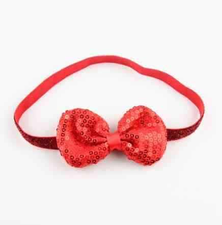 Дитяча червона пов'язка з паєтками - бант 9*5 см, окружність 38-50см Київ