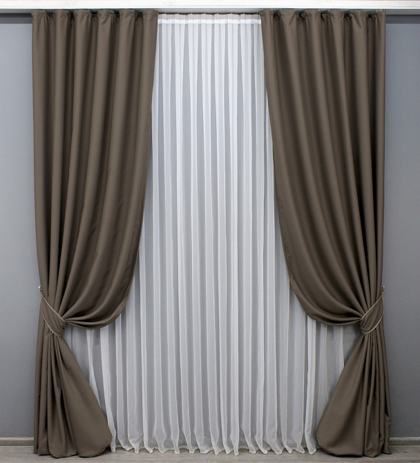 Комплект готових штор VR-Textil Блекаут Midnight № 1673ш Какао 200х290 см 2 шт (32-338) Київ - фото 2