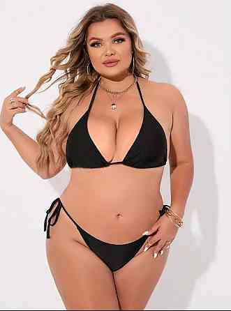 Купальник шторки батал раздельный черный 3XL Киев