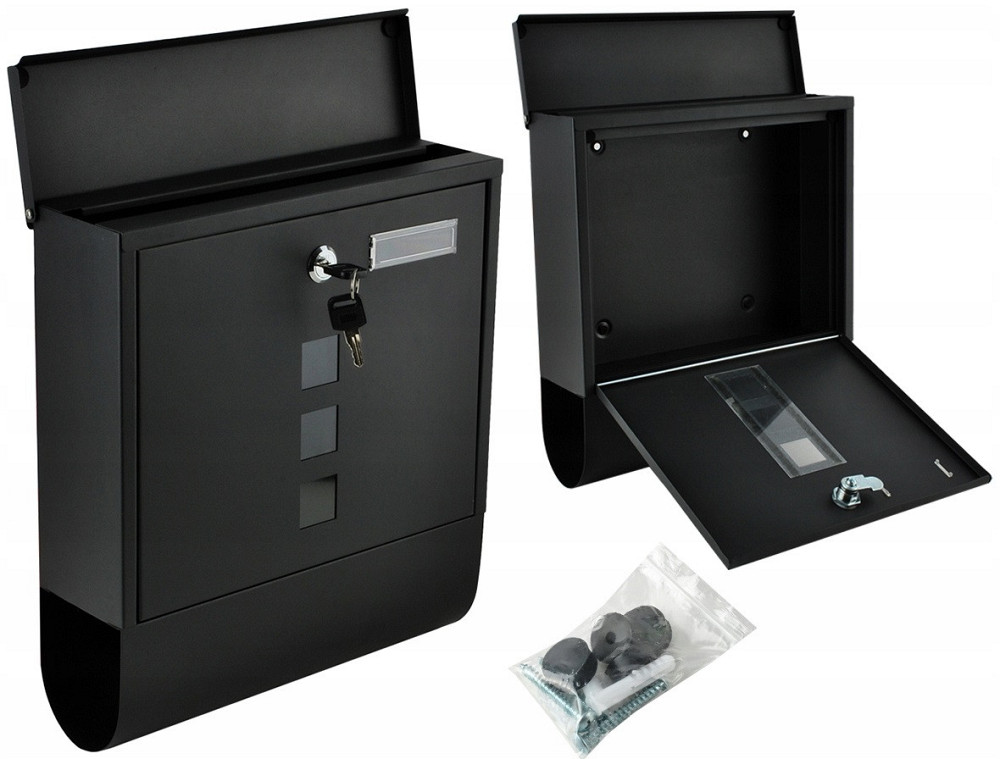 Почтовый ящик с тубусом для газет и листовок + 2 ключа Malatec (6244) Black Нововолынск - изображение 2