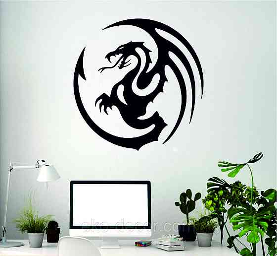 Декоративное настенное Панно «Дракон» Декор на стену 90*90 см, Черный Киев