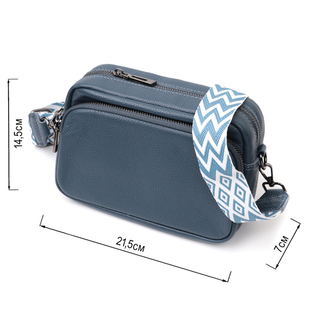 Интересная женская сумка кросс-боди из натуральной кожи Vintage 22297 Синяя Киев - изображение 3