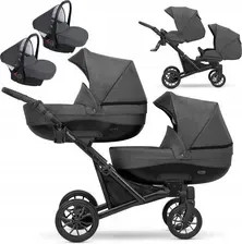 Дитяча коляска Booster Grafit wózek Bliźniaczy Twins Jeden za Drugim 3w1 Foteliki Carlo Київ